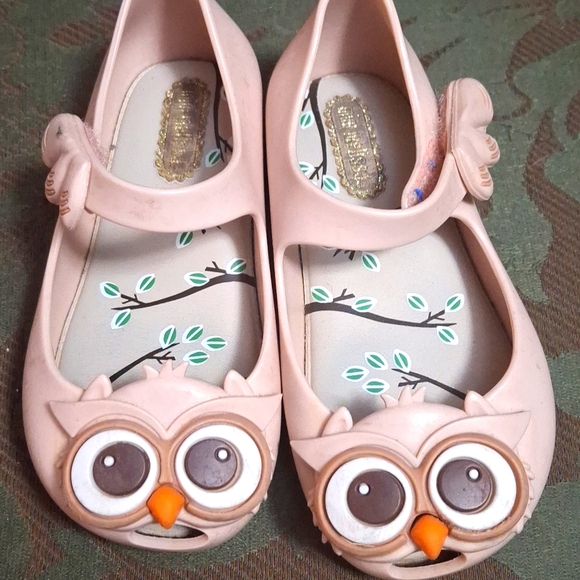 Mini Melissa Other - Mini Melissa Pink Dress Shoes with Owl Design Slipper Shoe
